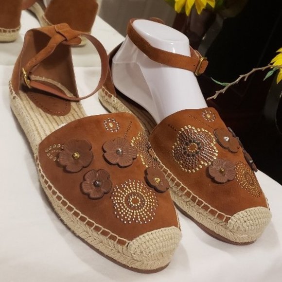 Coach Astor Ankle Strap Espadrille Flats Size 10 - Picture 1 of 5